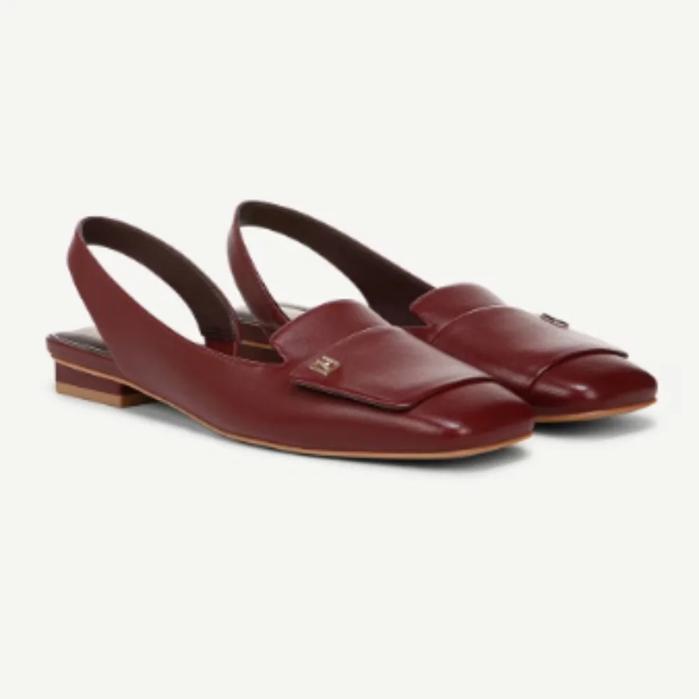 NEW Franco Sarto Women's Teagan Berry Red Leather Slingback Flats Size 9